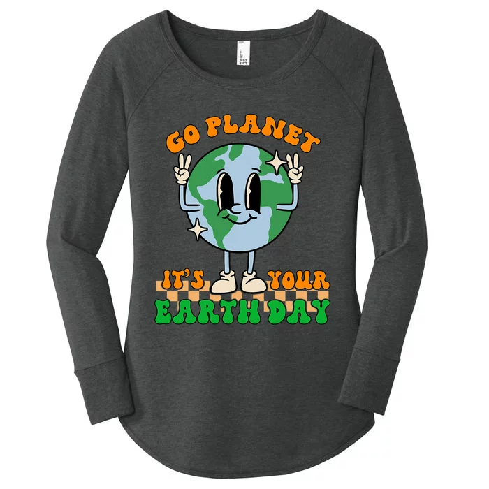 Cute Go Planet Its Your Earth Day Peace Groovy Women's Perfect Tri Tunic Long Sleeve Shirt