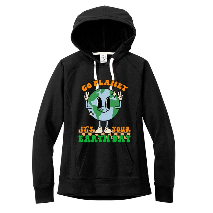 Cute Go Planet Its Your Earth Day Peace Groovy Women's Fleece Hoodie