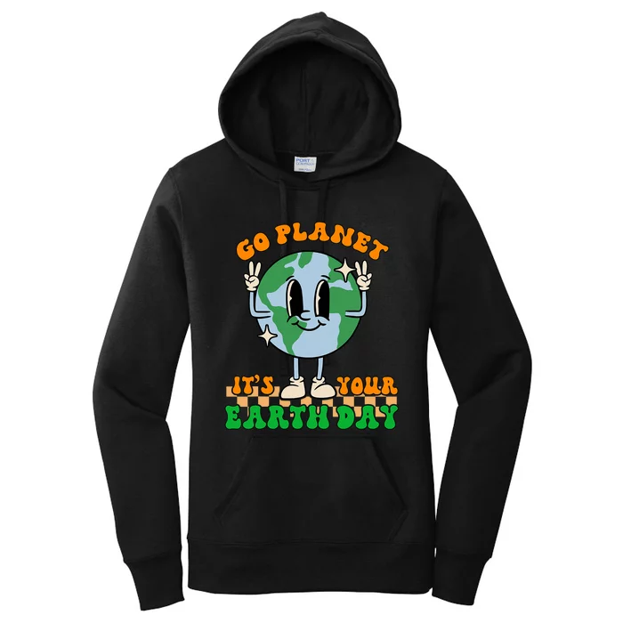 Cute Go Planet Its Your Earth Day Peace Groovy Women's Pullover Hoodie