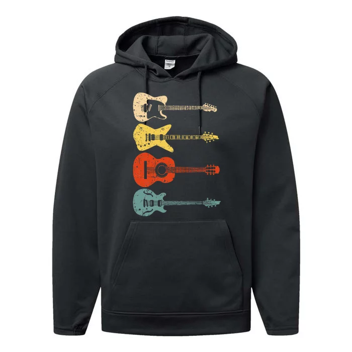 Cool Guitar Players Art Vintage Acoustic Guitarist Performance Fleece Hoodie