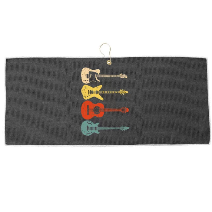 Cool Guitar Players Art Vintage Acoustic Guitarist Large Microfiber Waffle Golf Towel