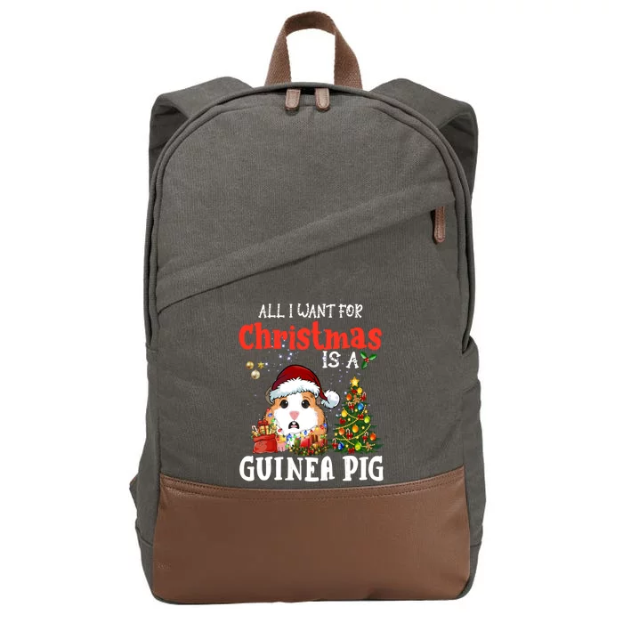 Cute Guinea Pig Christmas All I Want For Xmas Guinea Gift Cotton Canvas Backpack