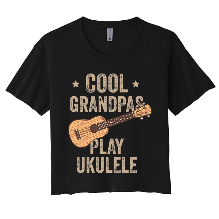 Cool Grandpas Play Ukulele Ukulele Music Guitar Women's Crop Top Tee