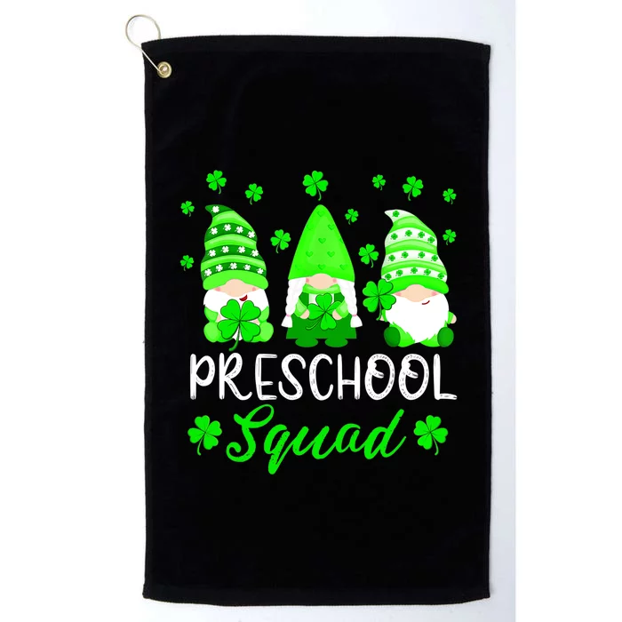 Cute Gnomes Preschool Squad Teacher St Patricks Day Outfit Platinum Collection Golf Towel