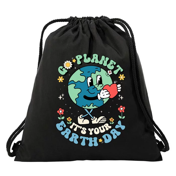 Cute Go Planet Its Your Earth Day 2024 Drawstring Bag