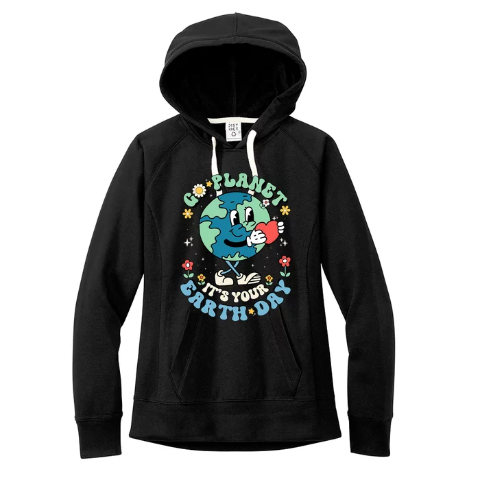 Cute Go Planet Its Your Earth Day 2024 Women's Fleece Hoodie