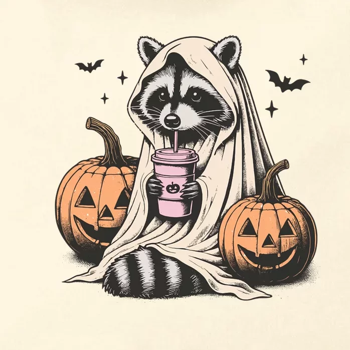 Cute Ghost Pumpkin Halloween Raccoon Costume Raccoon Lovers Zip Tote Bag