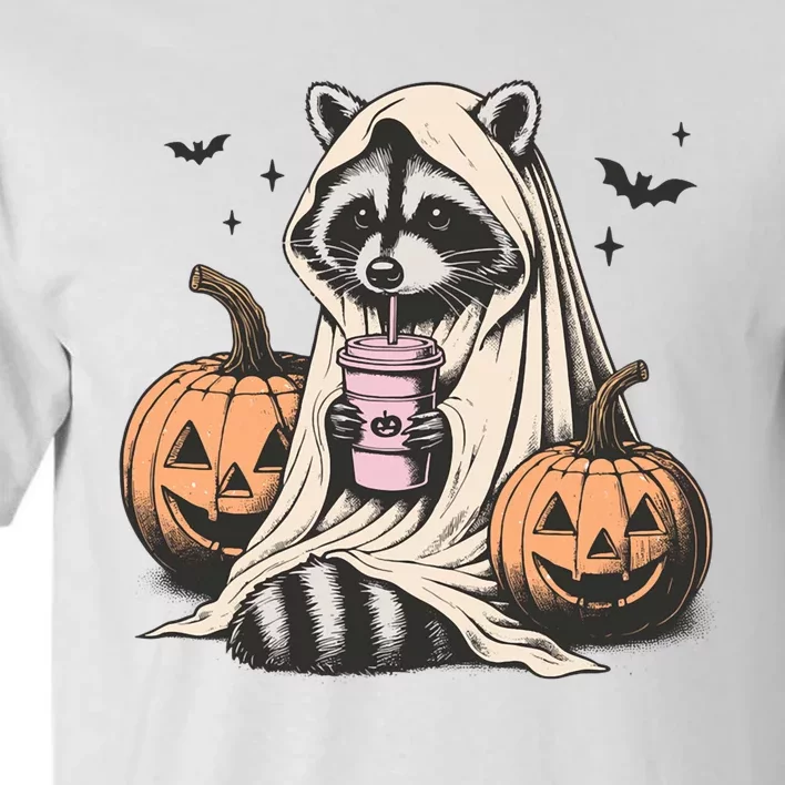 Cute Ghost Pumpkin Halloween Raccoon Costume Raccoon Lovers Tall T-Shirt