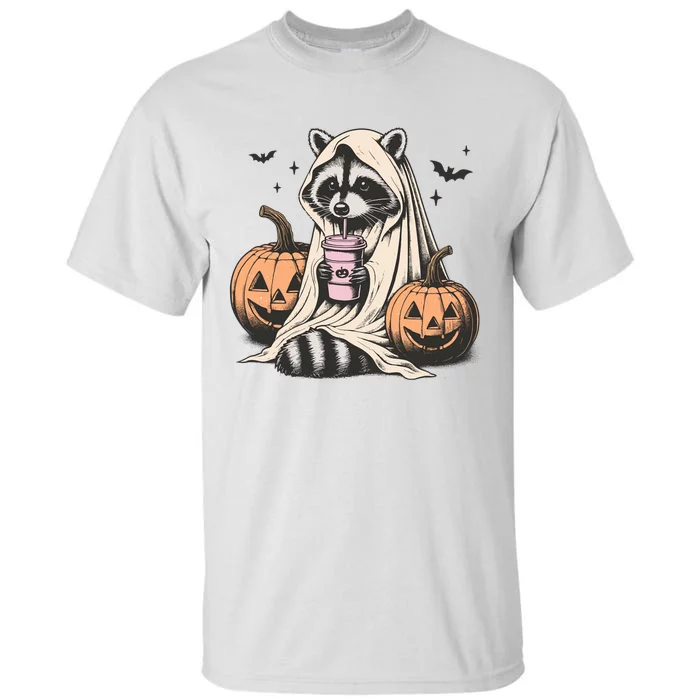 Cute Ghost Pumpkin Halloween Raccoon Costume Raccoon Lovers Tall T-Shirt