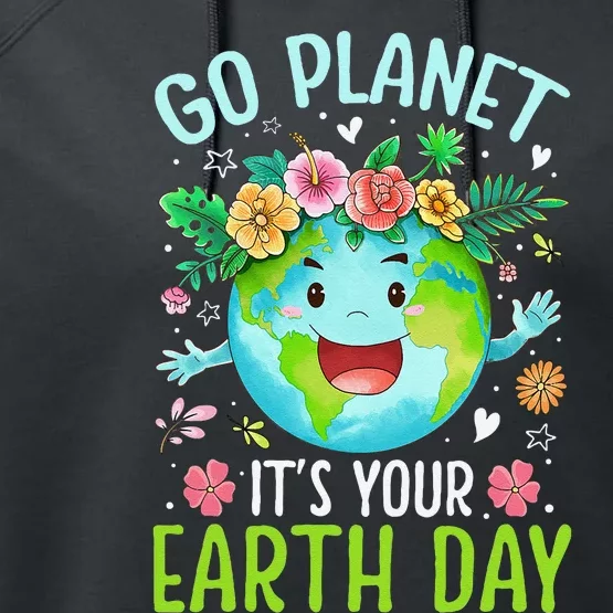 Cute Go Planet Its Your Earth Birthday Day 2024 Teacher Performance Fleece Hoodie