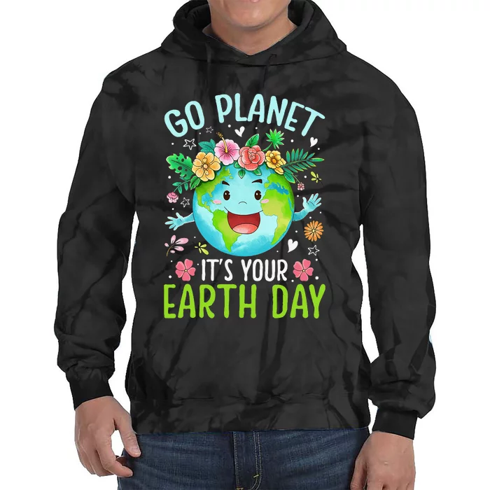 Cute Go Planet Its Your Earth Birthday Day 2024 Teacher Tie Dye Hoodie