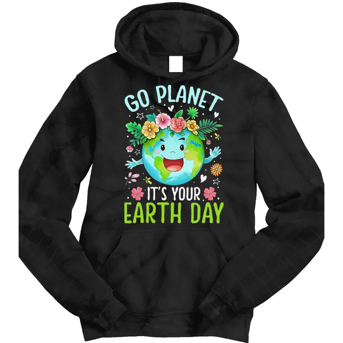 Cute Go Planet Its Your Earth Birthday Day 2024 Teacher Tie Dye Hoodie