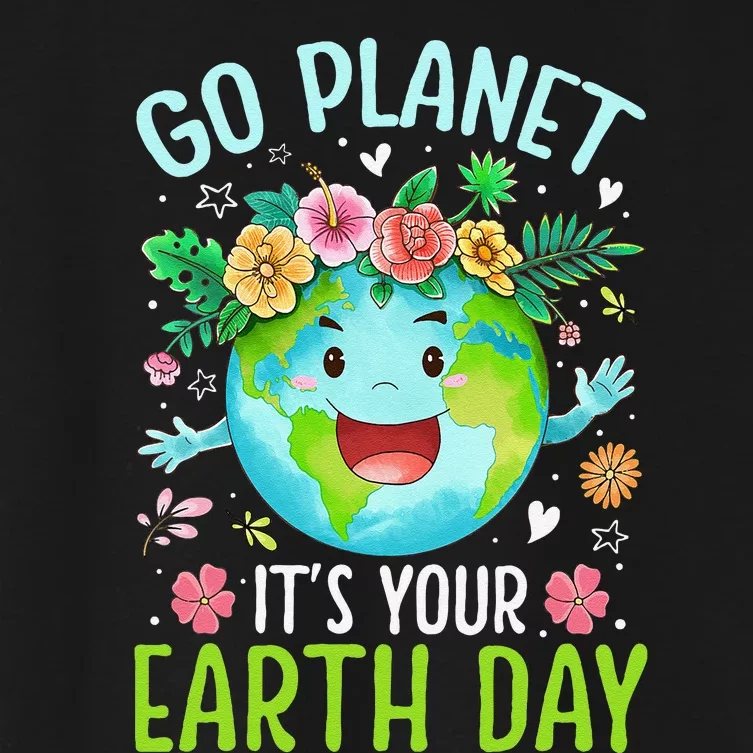 Cute Go Planet Its Your Earth Birthday Day 2024 Teacher Women's Crop Top Tee