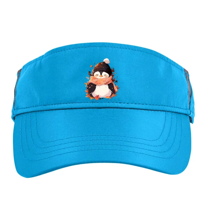 Cute Gift Penguin Autumn Fall Leaves Thanksgiving Adult Drive Performance Visor