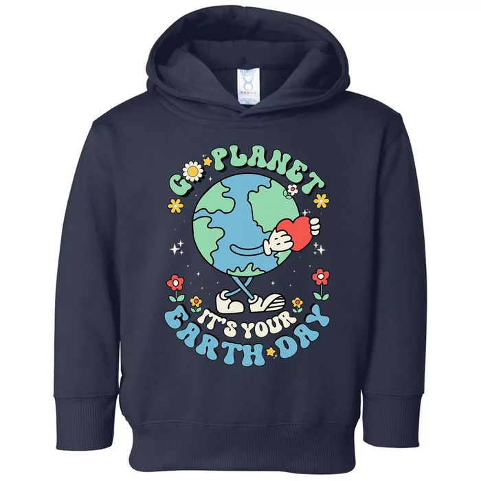 Cute Go Planet Its Your Earth Day 2024 Teacher Groovy Toddler Hoodie