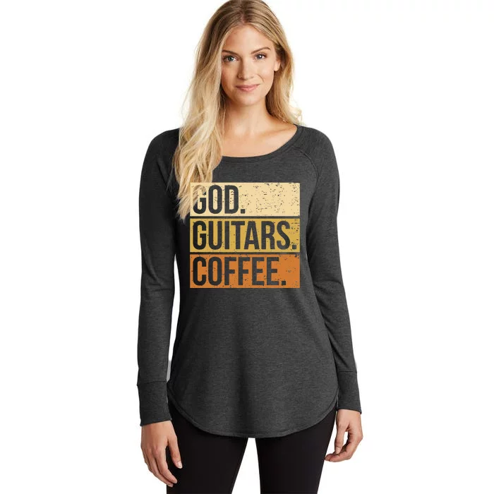 Christian Guitar Player Guitarist I God Guitars Coffee Women's Perfect Tri Tunic Long Sleeve Shirt