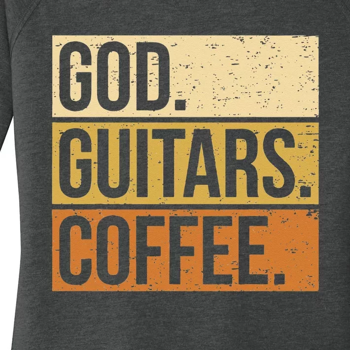 Christian Guitar Player Guitarist I God Guitars Coffee Women's Perfect Tri Tunic Long Sleeve Shirt