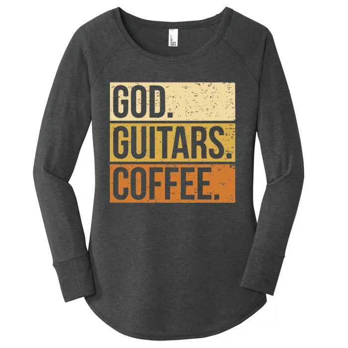 Christian Guitar Player Guitarist I God Guitars Coffee Women's Perfect Tri Tunic Long Sleeve Shirt