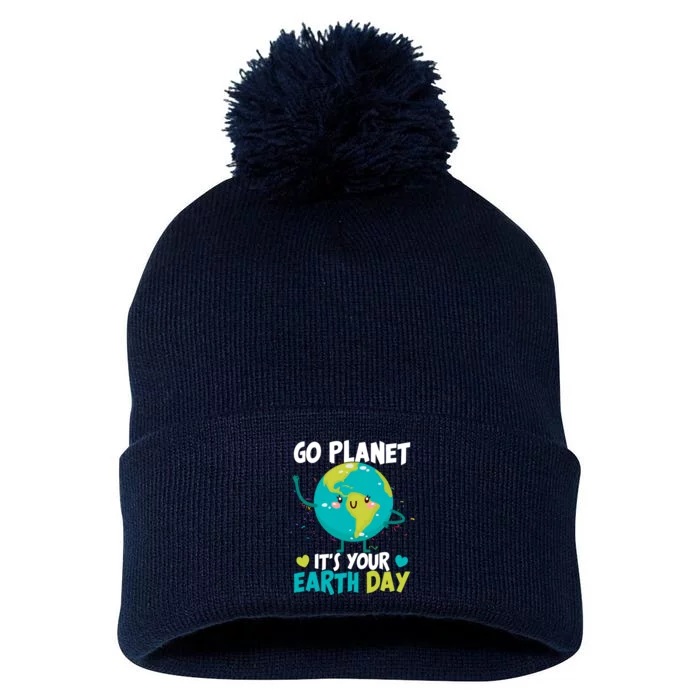 Cute Go Planet It's Your Earth Day Pom Pom 12in Knit Beanie