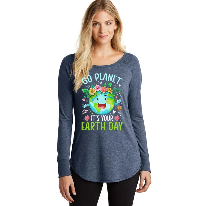 Cute Go Planet Its Your Earth Birthday Day 2024 Teacher Women's Perfect Tri Tunic Long Sleeve Shirt