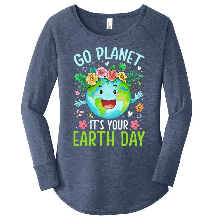 Cute Go Planet Its Your Earth Birthday Day 2024 Teacher Women's Perfect Tri Tunic Long Sleeve Shirt