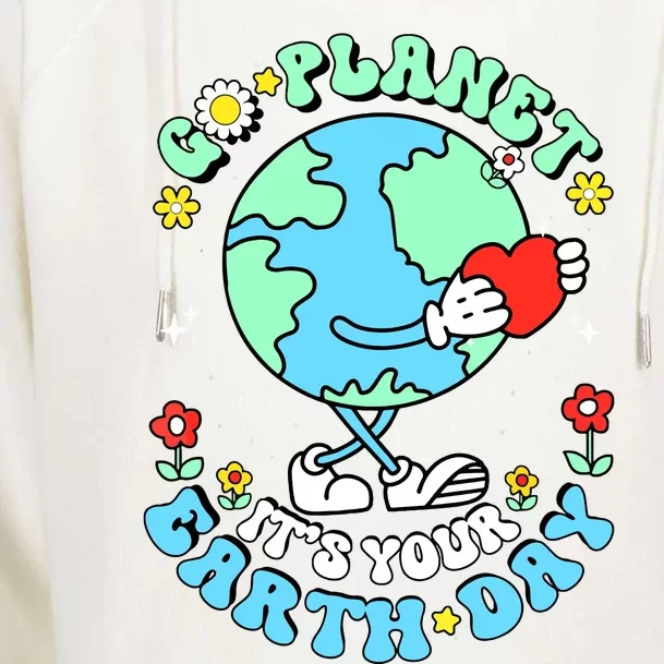 Cute Go Planet Its Your Earth Day 2024 Teacher Groovy Womens Funnel Neck Pullover Hood