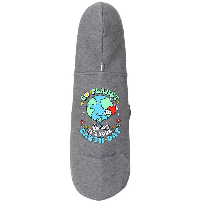 Cute Go Planet Its Your Earth Day 2024 Teacher Groovy Doggie 3-End Fleece Hoodie