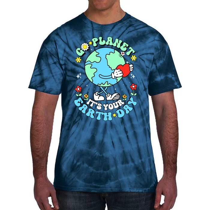 Cute Go Planet Its Your Earth Day 2024 Teacher Groovy Tie-Dye T-Shirt