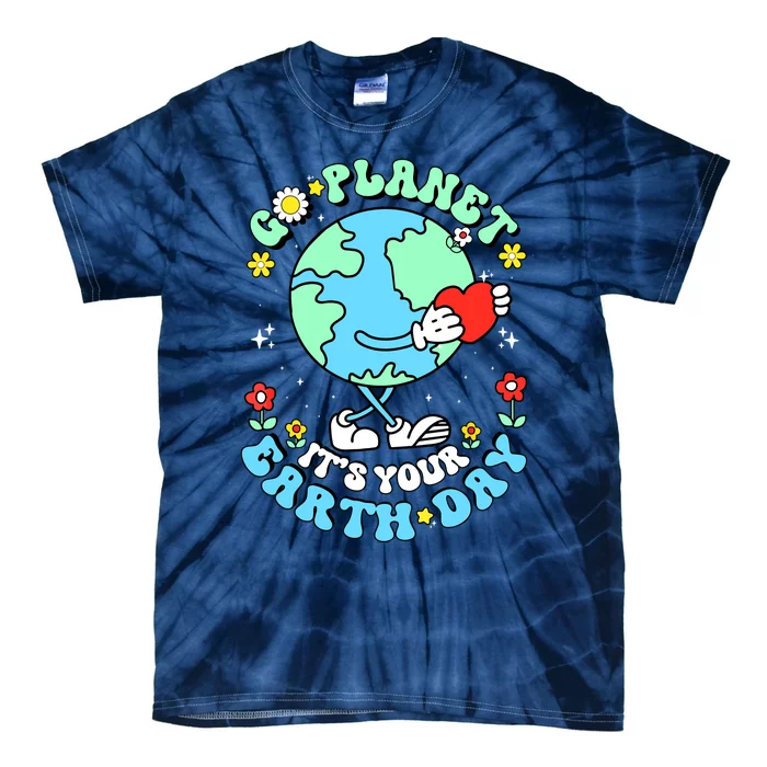 Cute Go Planet Its Your Earth Day 2024 Teacher Groovy Tie-Dye T-Shirt