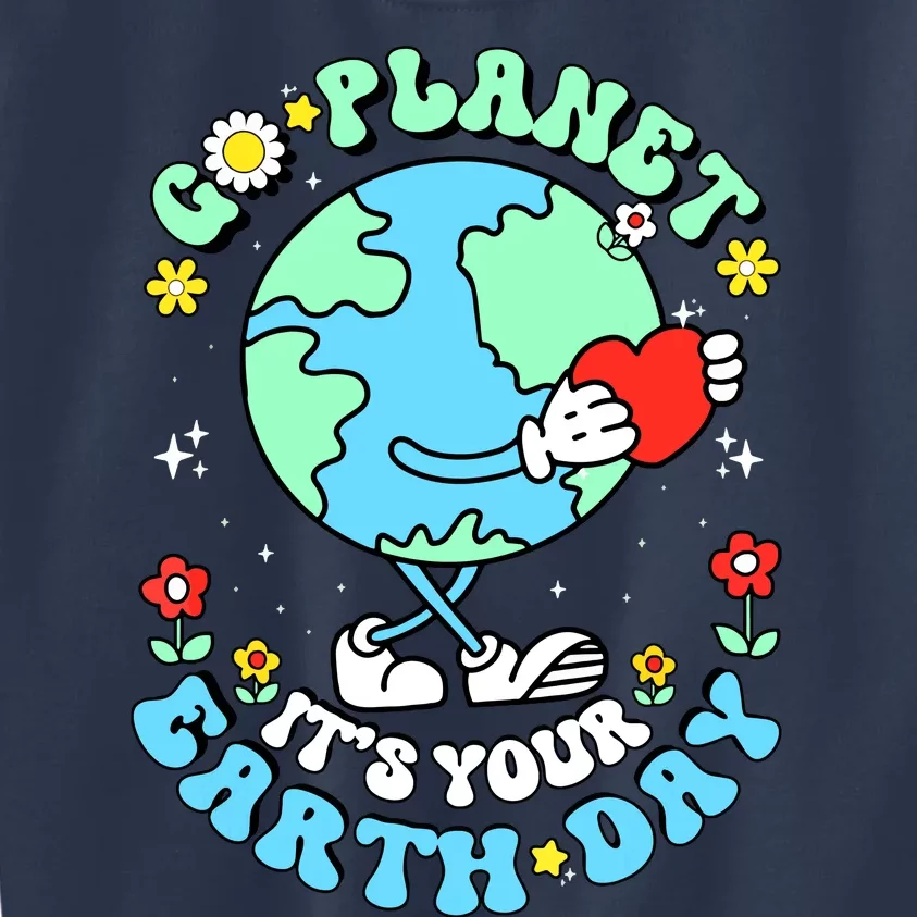 Cute Go Planet Its Your Earth Day 2024 Teacher Groovy Kids Sweatshirt