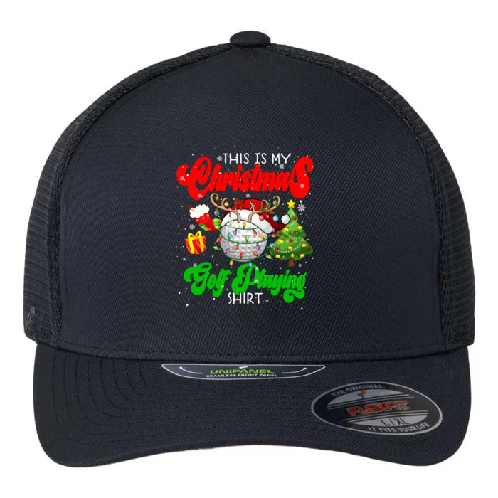 Christmas Golf Playing Gift Santa Elf Golf Ball Player Cool Gift Flexfit Unipanel Trucker Cap