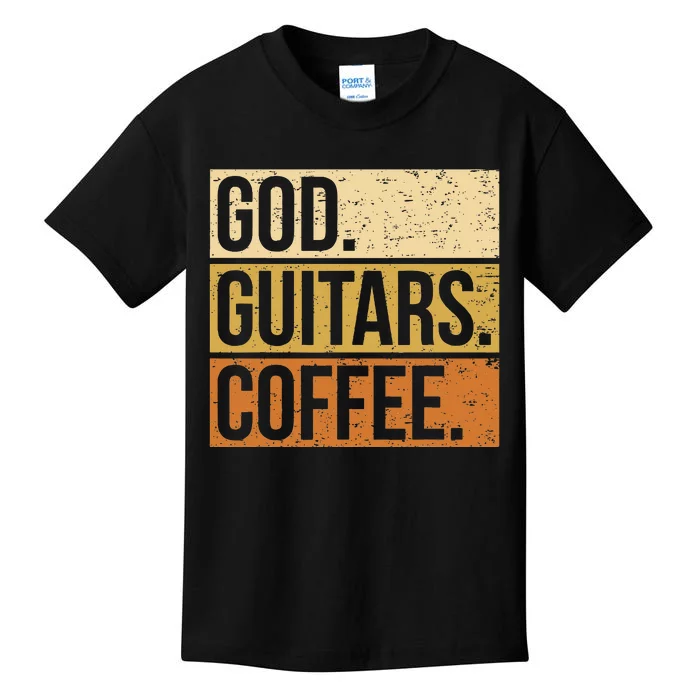 Christian Guitar Player Guitarist I God Guitars Coffee Kids T-Shirt