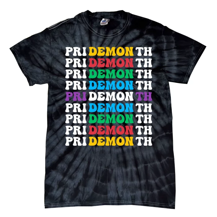 Colorful Gay Pride LGBT June Month Pride Month Demon Tie-Dye T-Shirt