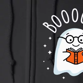 Cute Ghost Reading Books Booooks Teacher Halloween Costume Full Zip Hoodie