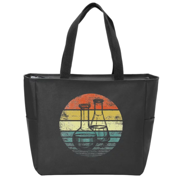 Chemist Gift Retro Sunset Laboratory Flask Chemistry Science Zip Tote Bag