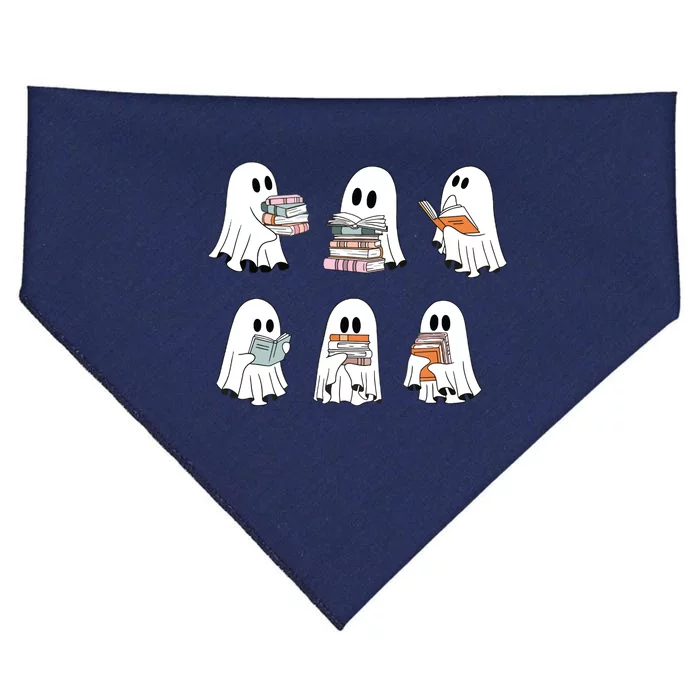 Cute Ghost Reading Librarian Teacher Halloween Book Lover USA-Made Doggie Bandana