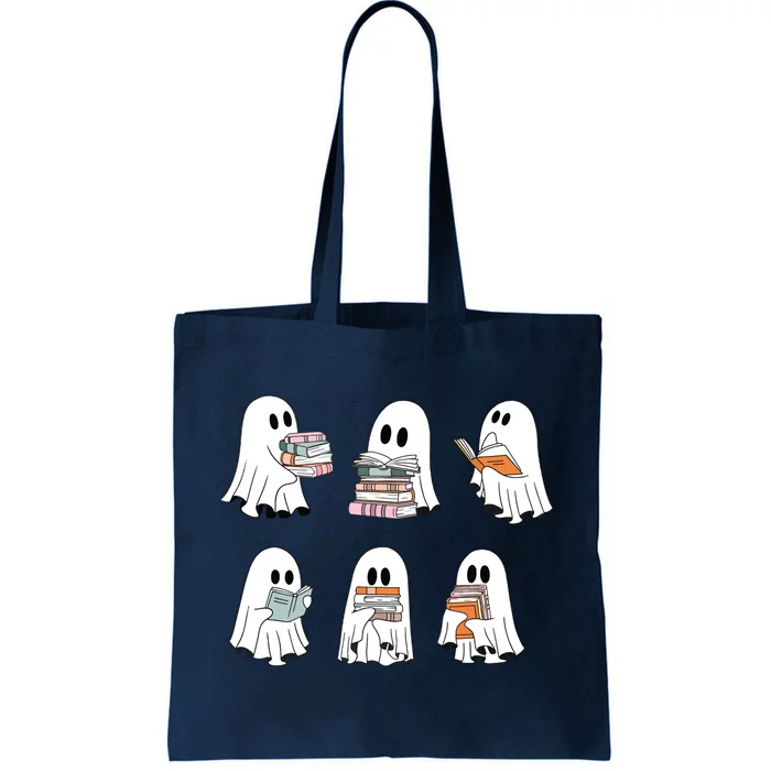 Cute Ghost Reading Librarian Teacher Halloween Book Lover Tote Bag