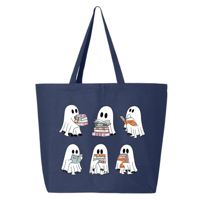 Cute Ghost Reading Librarian Teacher Halloween Book Lover 25L Jumbo Tote