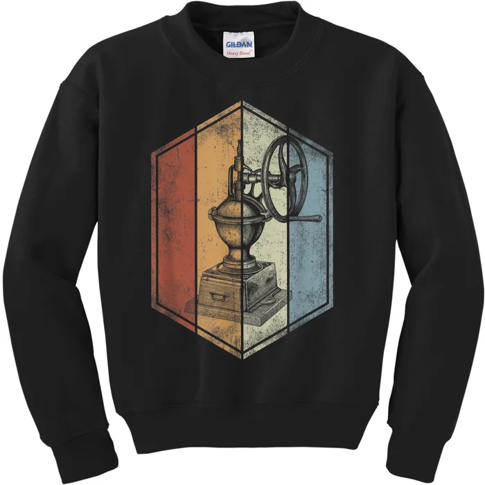 Coffee Grinder Retro Vintage Style Coffee Lover Kids Sweatshirt