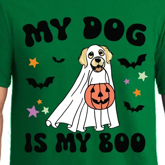 Cream Golden Retriever Is My Boo Dog Lover Halloween Costume Long Sleeve Pajama Set