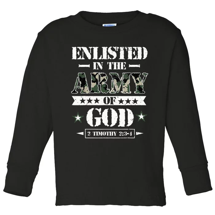 Christian gifts religious bible verse scriptures God's Army Toddler Long Sleeve Shirt