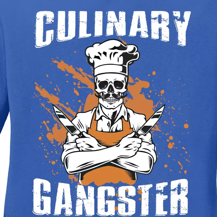 Culinary Gangster Restaurant Chef Gift Ladies Long Sleeve Shirt