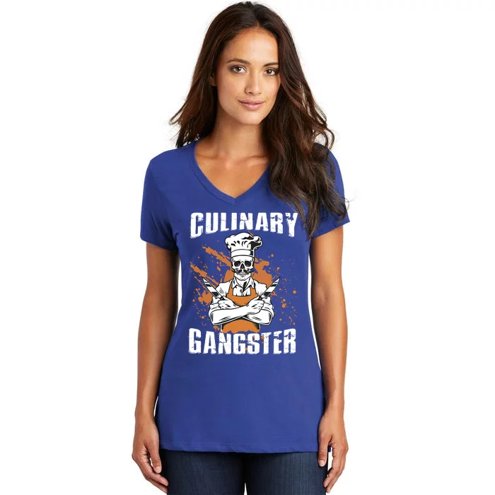 Culinary Gangster Restaurant Chef Gift Women's V-Neck T-Shirt