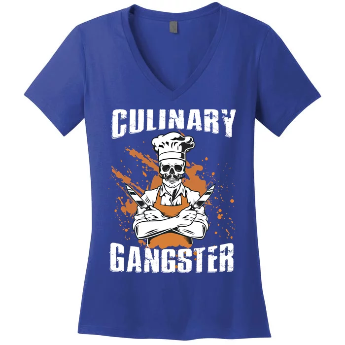 Culinary Gangster Restaurant Chef Gift Women's V-Neck T-Shirt