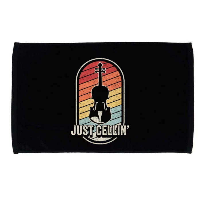 Cello Gift Retro Vintage Just Cellin Cello Lover Gift Microfiber Hand Towel