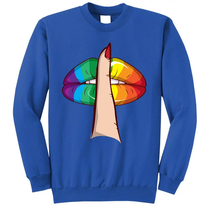 Cute Glam Rainbow Lips Lgbtq Day Of Silence Gift Tall Sweatshirt