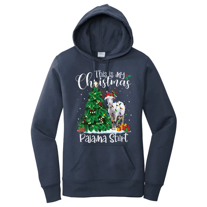 Christmas Goat Reindeer Funny Pajama Goat Lover Xmas Women's Pullover Hoodie