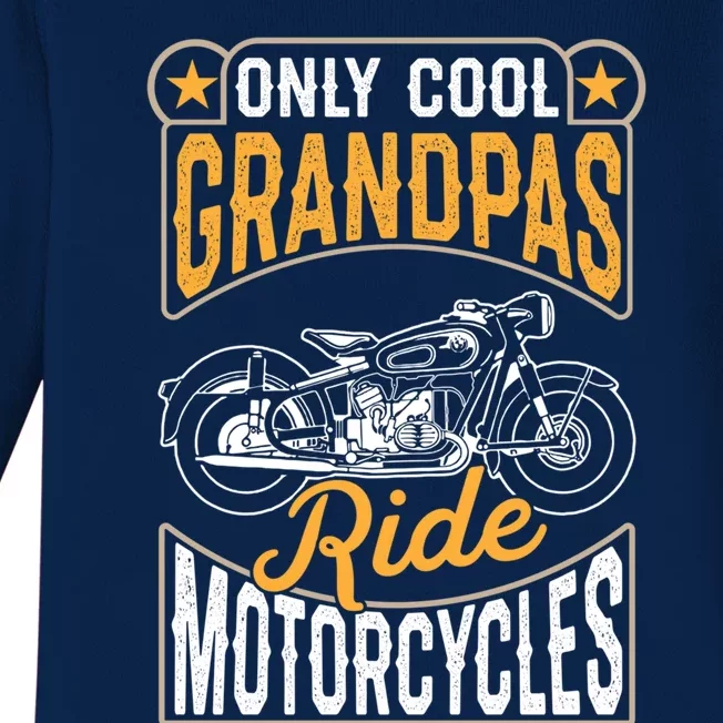 Cool Grandpas Ride Motorcycles Grandpa Biker Funny Gift Baby Long Sleeve Bodysuit