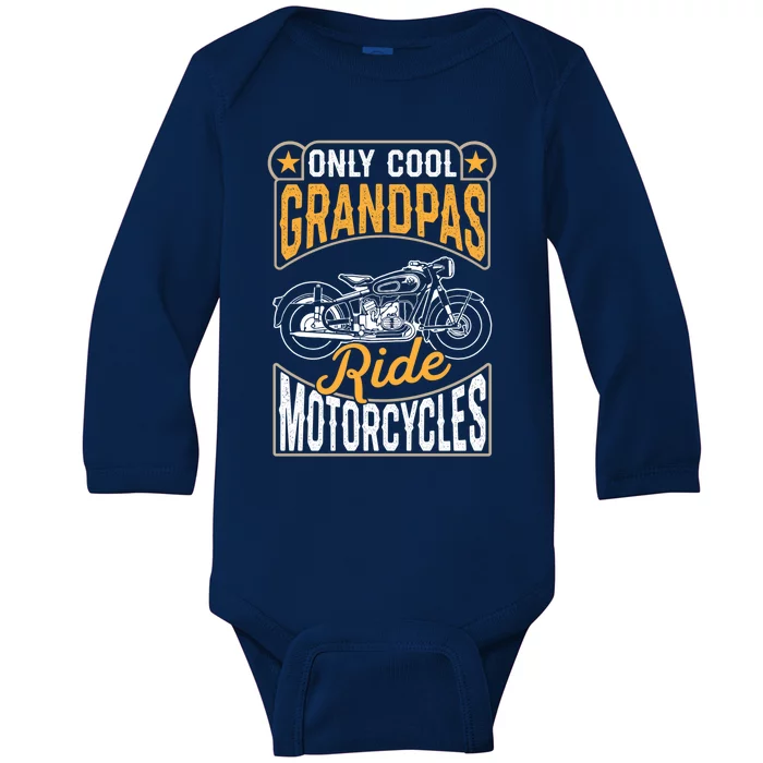 Cool Grandpas Ride Motorcycles Grandpa Biker Funny Gift Baby Long Sleeve Bodysuit