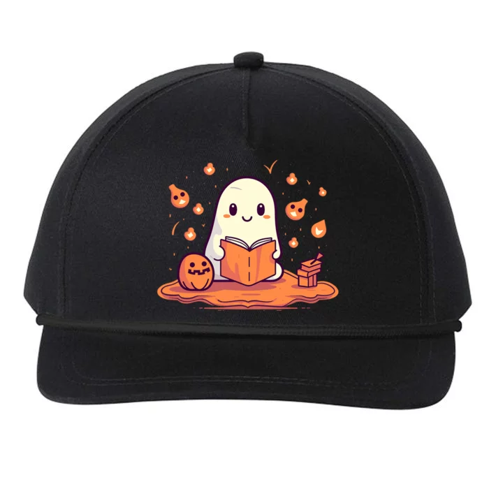 Cute Ghost Reading Books Gift Snapback Five-Panel Rope Hat